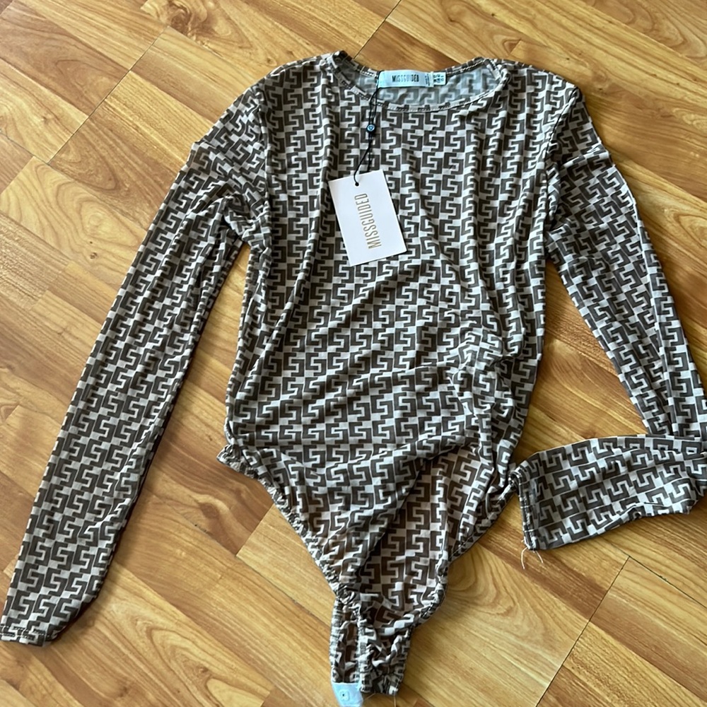 Geo print mesh bodysuit